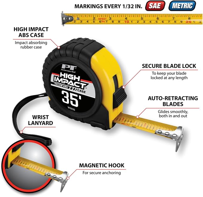 Performance Tool W5035 35 ft. x 1 in. Magnetic Tape Measure - Image 4