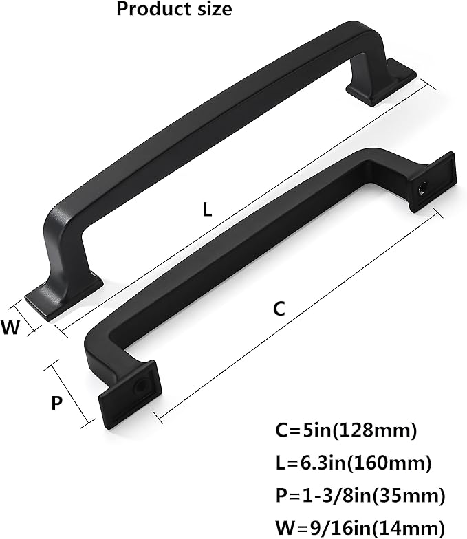 khtumeware 6 Pack 5 Inch Kitchen Cabinet Handles Matte Black Cabinet Pulls Black Drawer Pulls Kitchen Cabinet Hardware Kitchen Handles for Cabinets Cupboard Handles Drawer Handles