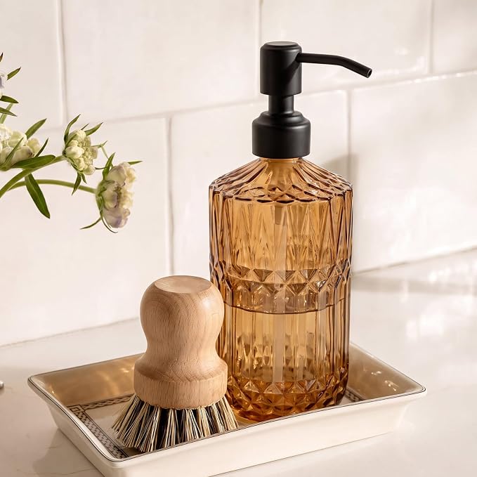 JASAI 18Oz Amber Glass Soap Dispenser - Image 5