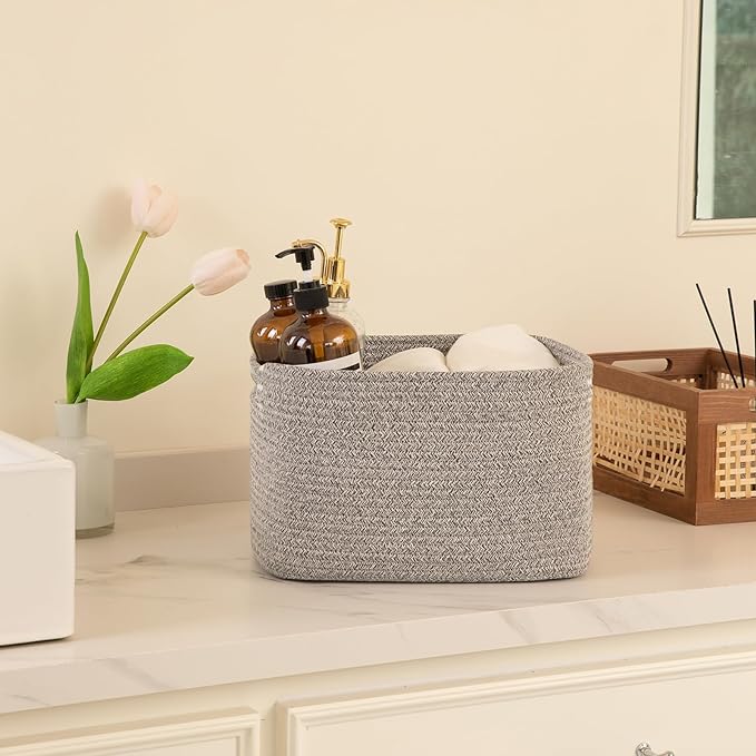 OIAHOMY 4 Pack Storage Baskets for Organizing 24L Cube Storage Bins Grey - Image 4