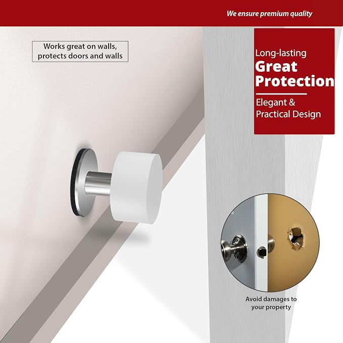 2 Pack Door Stoppers Stop with Extra Stickers, Self-Adhesive Door Stops with - Image 2