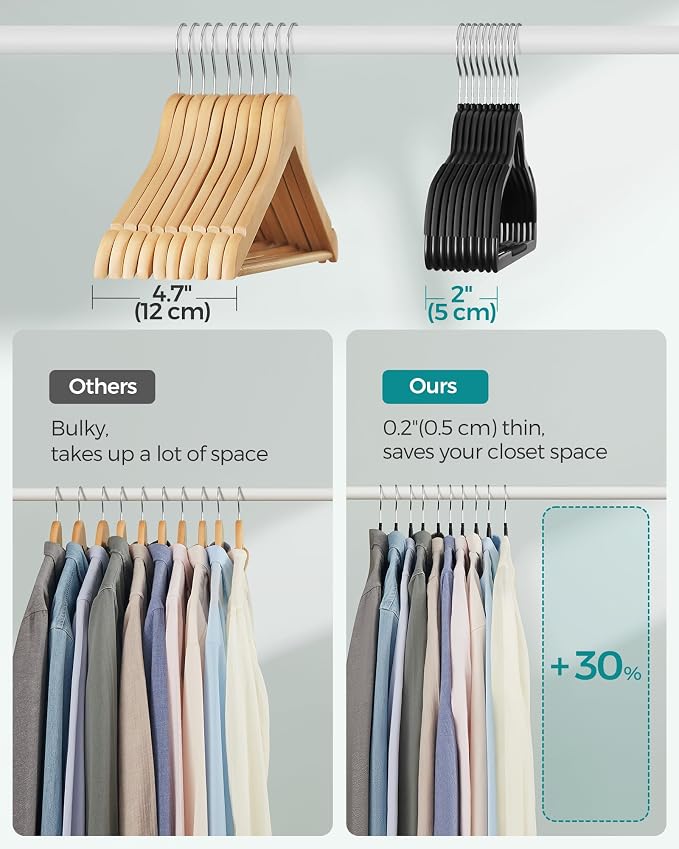 SONGMICS Plastic Clothes Hangers, Space-Saving | 0.2 Inches Thick, 17.7 Inches - Image 5