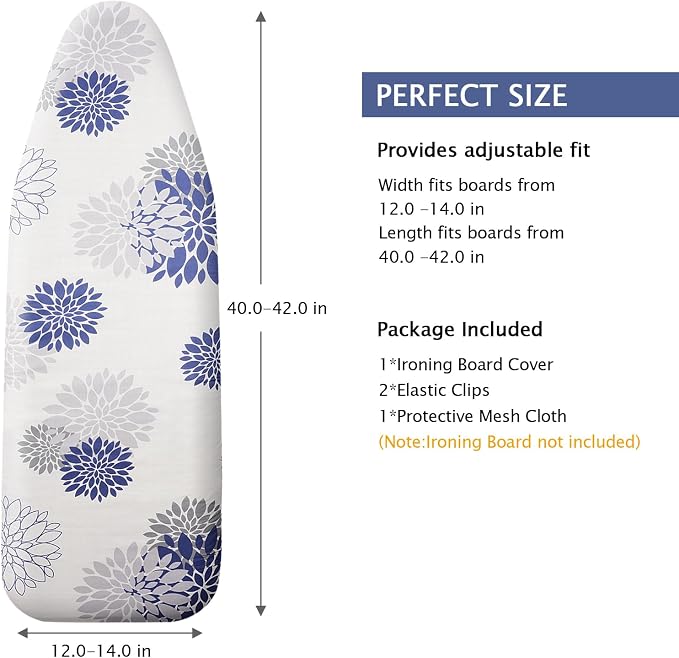 SheeChung 14"x42" Over-The-Door Ironing Board Cover and Pad, Heat Resistance - Image 2