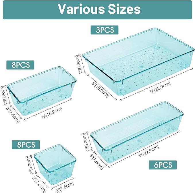 25 PCS Clear Plastic Drawer Organizer, Makeup Organizers and Storage Bins | 4 - Image 2