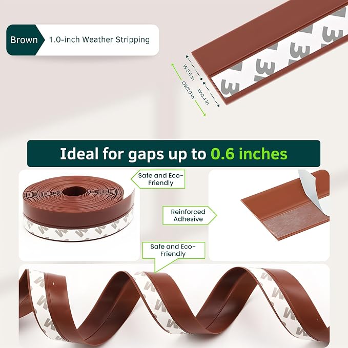 Weather Stripping Door Seal – 1.0in Brown Door Stoppers - Image 3
