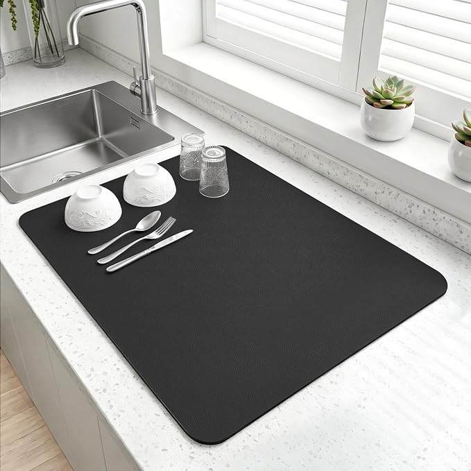 LOPNUR Small Dish Drying Mat for Kitchen Counter, Quick-Drying & Heat-Resistant by LOPNUR