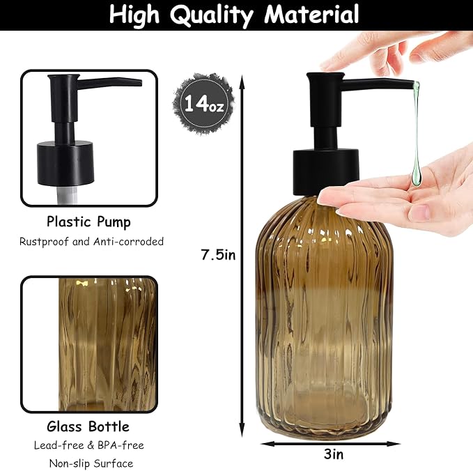 YYTSGG Brown Glass Soap Dispenser Set - Image 2