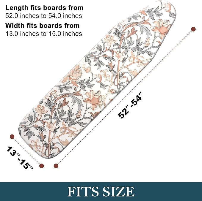 veiox Standard Size Ironing Board Cover and Pad 15x54, Organic Cotton, Elastic - Image 3