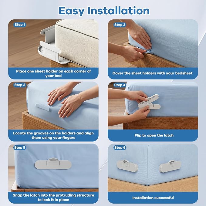 Bed Lock Sheet Holders, New Upgrade Sheet Straps Keep Sheets Firm & Tight - Image 3