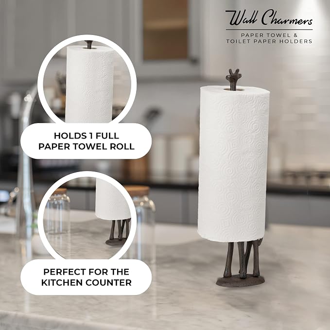 WallCharmers Rustic Paper Towel Holder, Metal Toilet or Kitchen Paper Holder - Image 4
