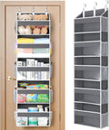 Yecaye 5 Tier Clear Over the Door Organizer Hanging, 5 Large Plastic Pockets by Yecaye