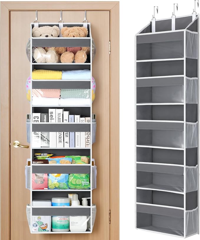 Yecaye 5 Tier Clear Over the Door Organizer Hanging, 5 Large Plastic Pockets by Yecaye