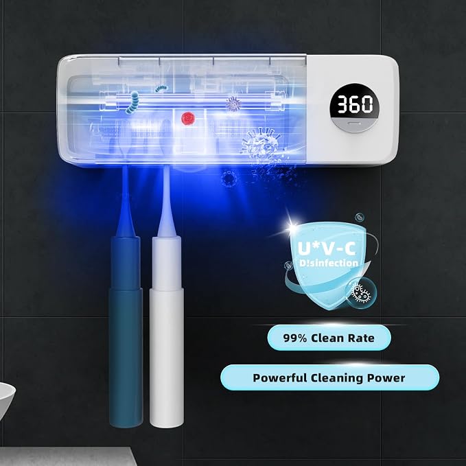 Auntyfey Sanitizeri Toothbrush Holder, Sanitizeri Toothbrush Cleaner | 2000mAh - Image 2