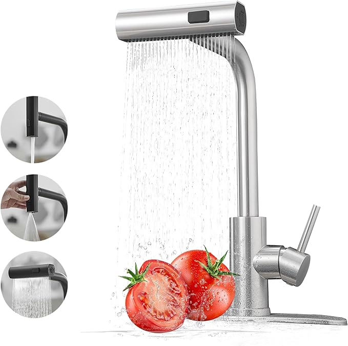 Kitchen Faucets with Pull Down Sprayer, Waterfall Kitchen Sink Faucet, by JOOM