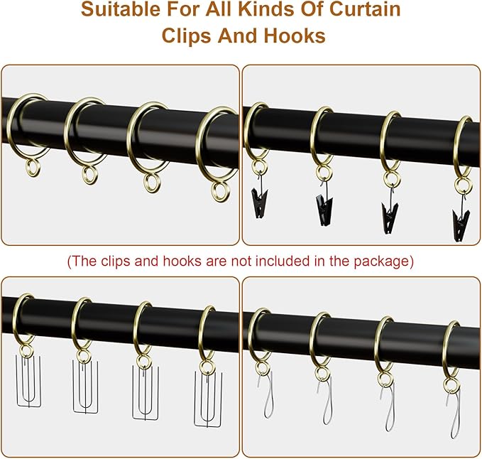 40 Pack Gold Metal Curtain Rings - Image 3