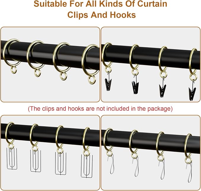 100 Pack Gold Metal Curtain Rings - Image 3