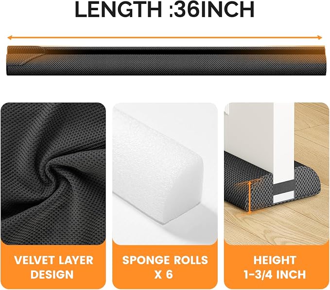 fowong Under Door Noise Stopper 36" Seal Large Gap, Block Drafts, Dust & Light - Image 7