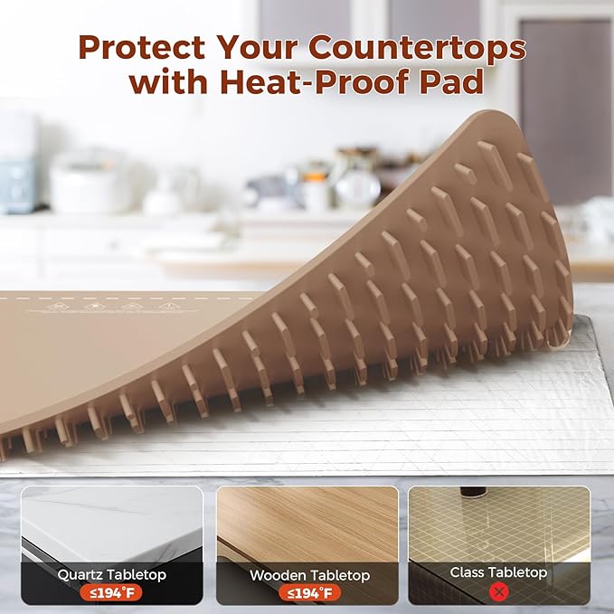 Graphene Warming Mat for Food - Fast Full Surface Heating Electric Warming Tray, Portable Food Warmer for Parties Buffet with 6 Temperature and Timer Settings, Brown