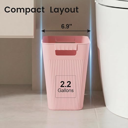 JOYMOOP Slim Trash Can 3-Pack, 2.2 Gallon Plastic Wastebasket - Image 2