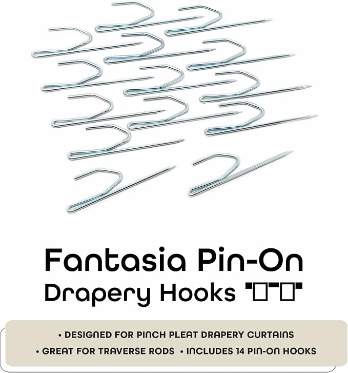 Fantasia Pin-On Curtain Hooks, 14 Pack, 3 in, - Image 2