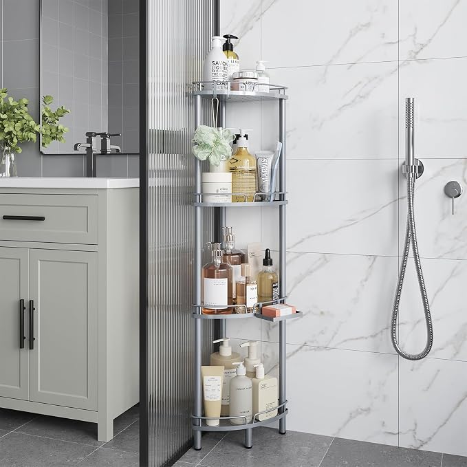 ELYKEN Corner Shower Caddy Standing, 4 Tier Metal Shower Organizer - Image 9