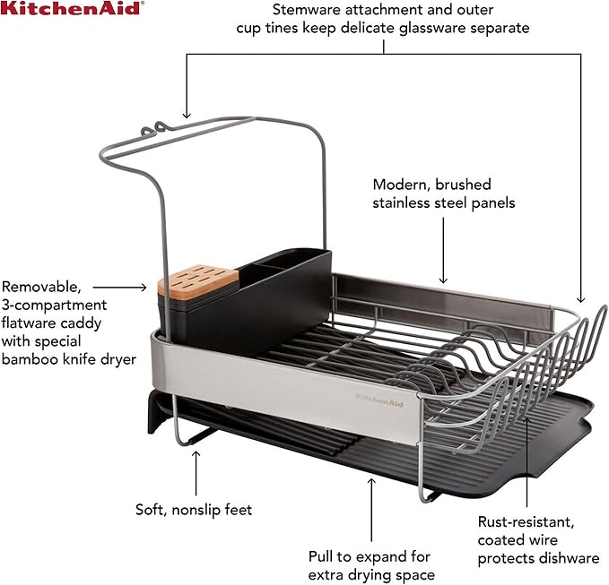 KitchenAid Compact to Full Size Expandable, Rust Resistant Satin Coated Dish - Image 8