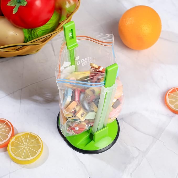 4 Pcs Baggy Rack, Freezer Bag Holder Stand, Adjustable Food Storage Holders, Plastic Food Prep Bag/Zip Lock Bag Holder Stand, for Food Meal Prep Bag, Kitchen Gadget (4)