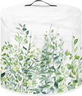 Insulated Pressure Cooker Appliance Cover for Rice Cooker, Air Fryer and Crock Pot, 3 Quart Dust Cover with Pocket for Spoon/Cooking Utensils/Recipes, Indoor Decor, Green Leaf White