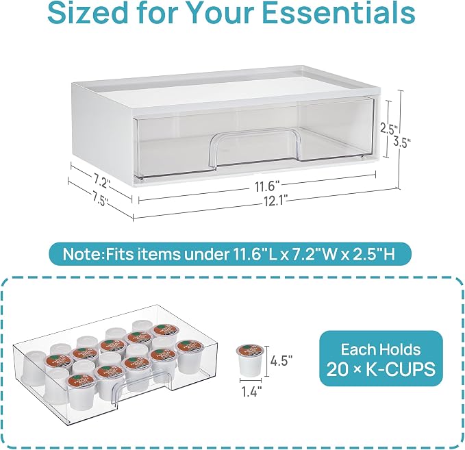 Vtopmart White Stackable Storage Drawers, 2 Pack Wide Organizers | Pull-Out - Image 2