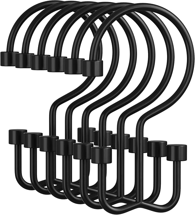 Amazer Black Shower Curtain Hooks, Rust-Resistant Metal Shower Hooks, Cylinders by Amazer