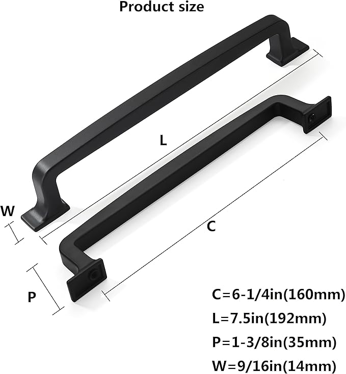 khtumeware 6 Pack 6-1/4 Inch Kitchen Cabinet Handles Matte Black Cabinet Pulls Black Drawer Pulls Kitchen Cabinet Hardware Kitchen Handles for Cabinets Cupboard Handles Drawer Handles