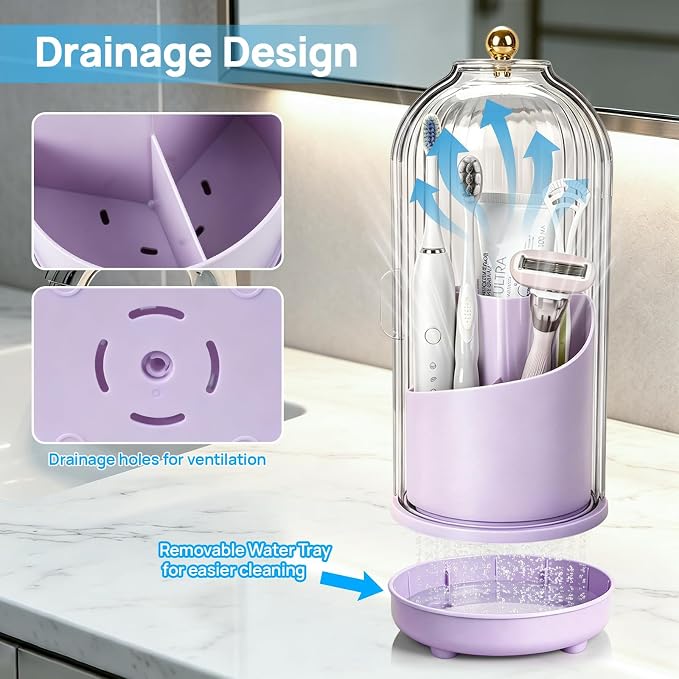Toothbrush Holders with Cover Toothpaste Organizer - Image 2