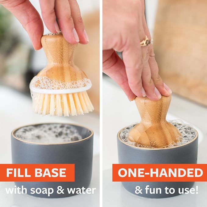 Full Circle Bubbly Palm Brush & Ceramic Soap Dispenser - Image 2