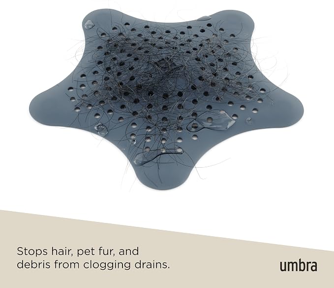 Umbra Starfish Hair Catcher, Suction Cup Drain Cover, Slate Blue | Silicone - Image 4