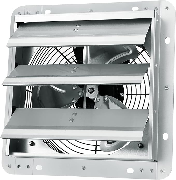 VEVOR 10'' Shutter Exhaust Fan, High-speed 820 CFM, Aluminum Wall Mount Attic Fan with AC-motor, Ventilation and Cooling for Greenhouses, Garages, Sheds, Shops, FCC