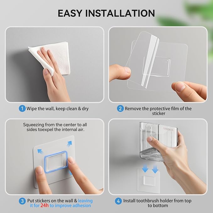 3 Slots Detachable Toothbrush Holders Wall Mounted - Image 8