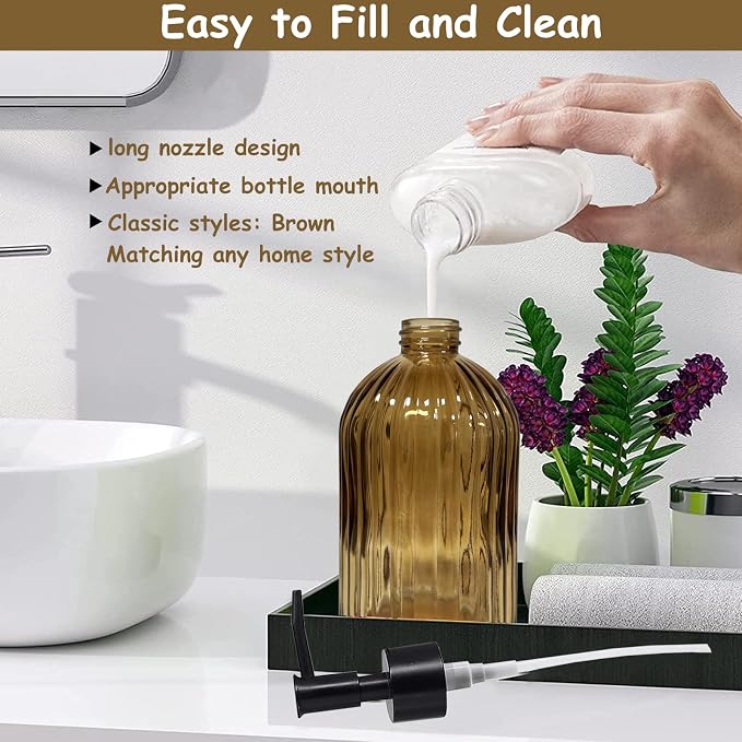 YYTSGG Brown Glass Soap Dispenser Set - Image 3