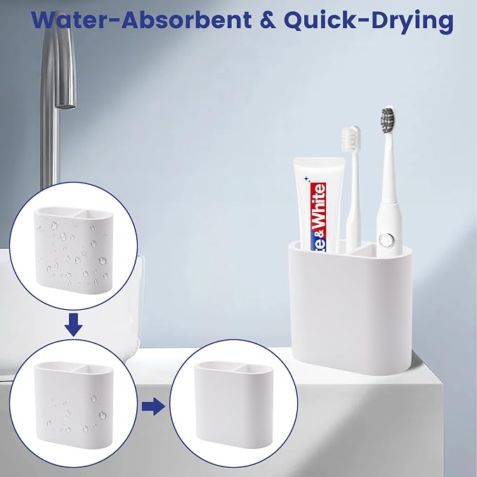 Quick Drying Toothbrush Holder for Bathrooms, Diatomite Countertop Organizer - Image 3