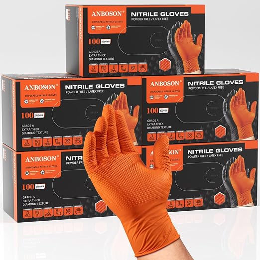 ANBOSON 10 Mil Heavy Duty Industrial Nitrile Gloves by WELCOMEANBOSON