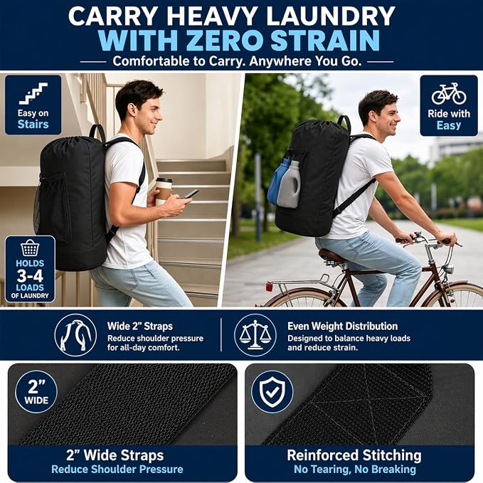Backpack Laundry Bag Durable Polyster Laundry Backpack Bag - Image 7