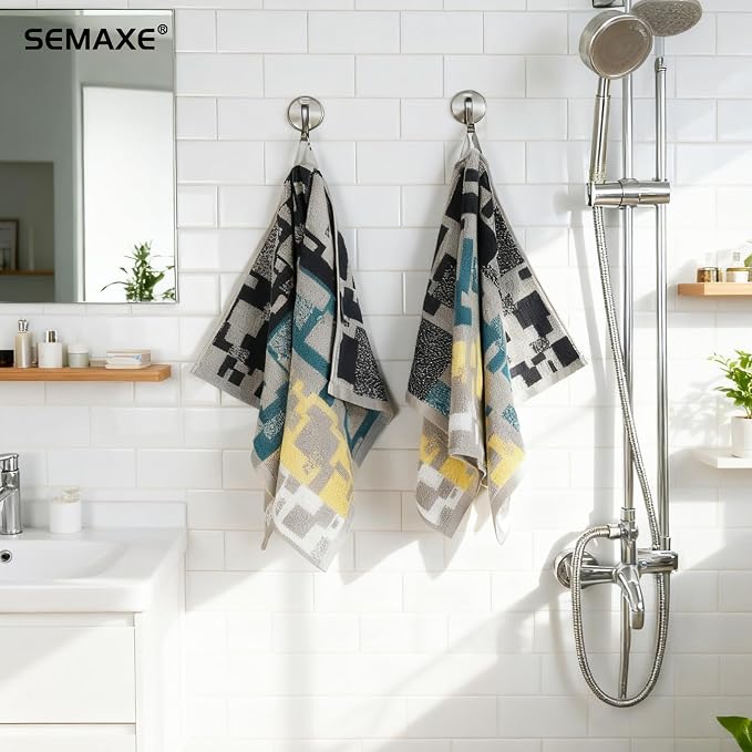 12-Pack Cotton Hand Towels for Bathroom, Hanging Loops, Geometric Pattern | - Image 8