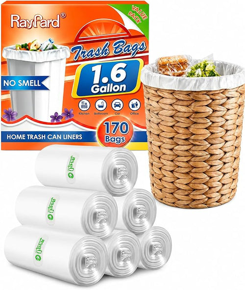 1.6 Gallon Small Trash Bags Garbage Bags by RayPard, fit 1, 1.6 Gal Waste Basket by RayPard