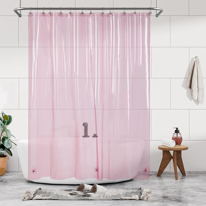 Barossa Design Clear Pink Shower Curtain Liner Standard Size by BarossaDesign
