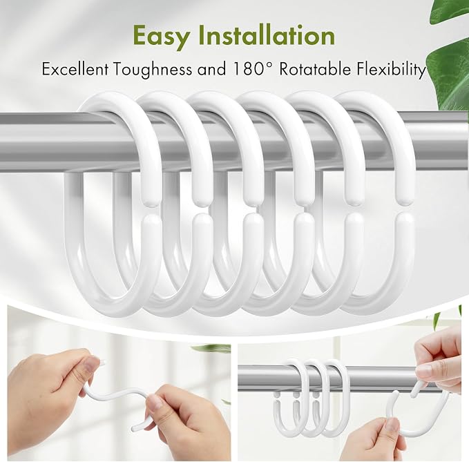 Amazer Shower Curtain Rings, Rust Proof Shower Rings C Shaped Shower Hooks - Image 5