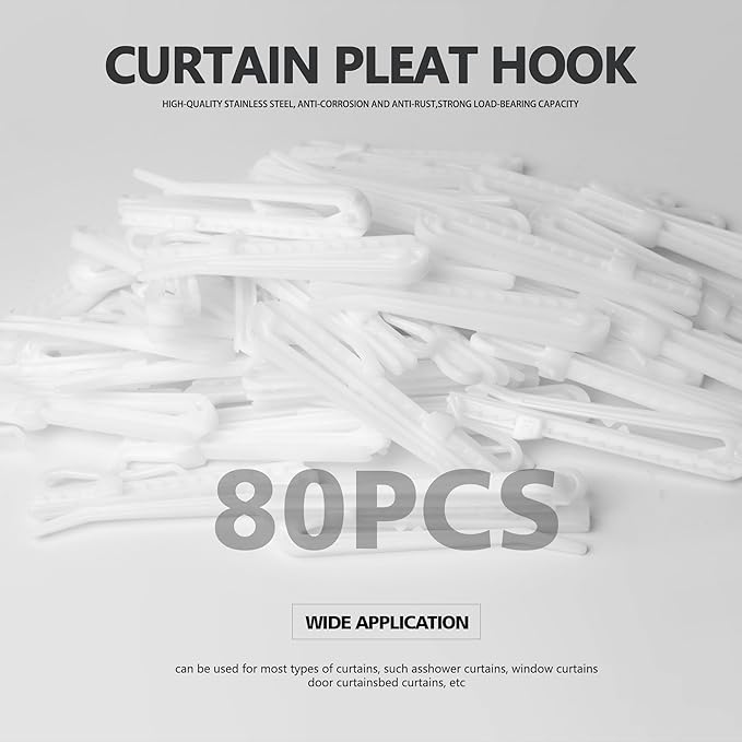 80 Pcs Adjustable Pinch Pleat Curtain Hooks Curtain Clips, Plastic Curtain Hooks - Image 5
