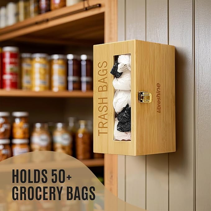 Bamboo Trash Bag Holder, Freestanding or Wall-Mounted Organizer | Measures 10 x - Image 5