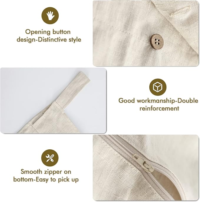 Linen Hanging Laundry Bag, 100% Linen Over The Door Laundry Hamper - Image 3