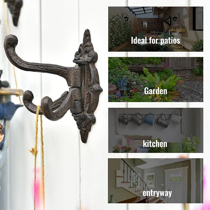Sungmor 2-Pack Cast Iron 3-in-1 Flexible & Functional Swivel Wall Hook | - Image 7