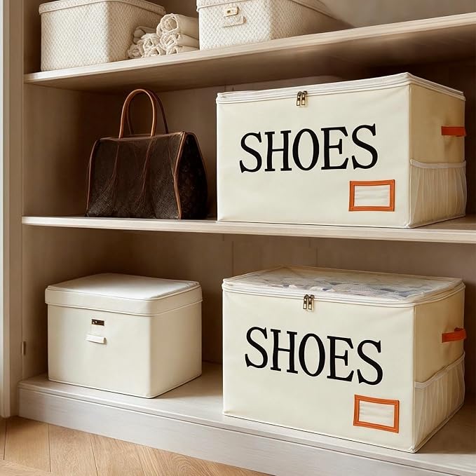Amyhill Shoe Organizer for Closet Fits 16 Pairs Fabric Large Foldable Shoe - Image 6
