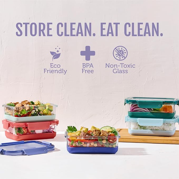 Ello Duraglass Refresh 3.4 Cup Meal Prep Containers, Everest | Glass meal prep - Image 2